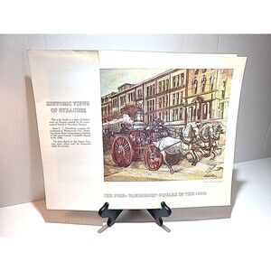 NOS Vintage 11 X 14 Syracuse History Lithograph Painting Vanderbilt Square 1890